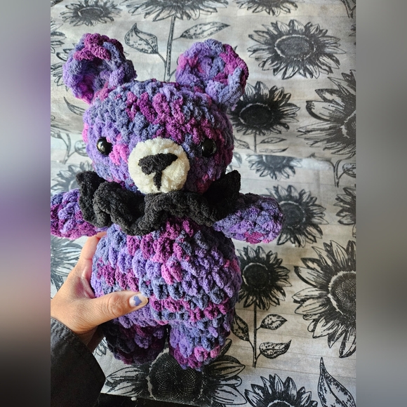 Purple Black Crochet Chunky Bear Amigurumi - Picture 1 of 12